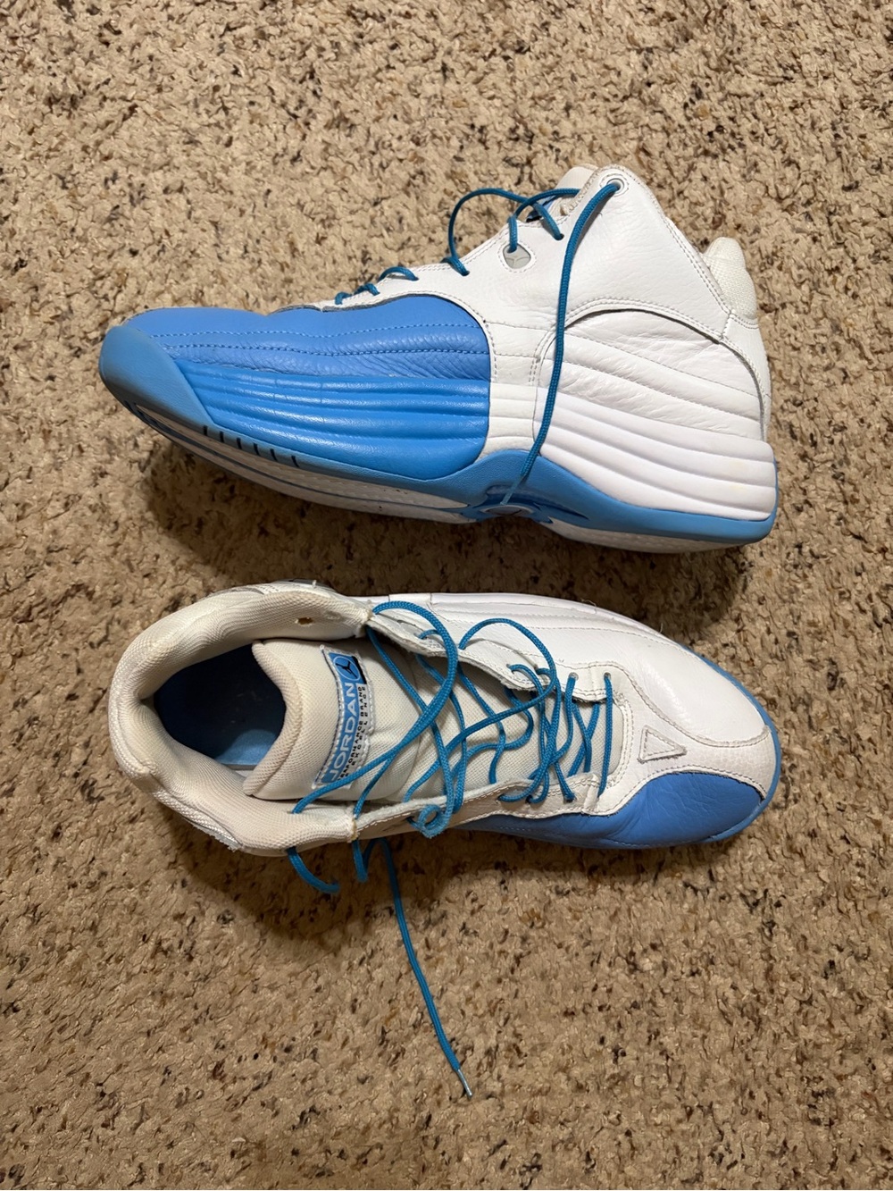 Jordan White and Light Blue Low-Top Sneakers